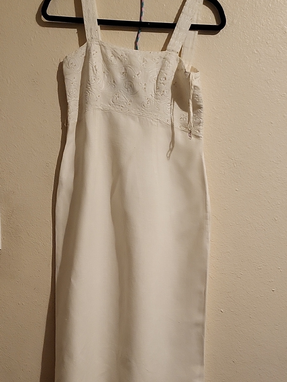 Spenser Jeremy Cream Linen Dress with Embroidered Bust